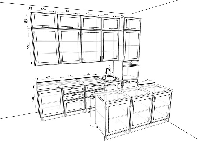 Модульная кухня Перфетта — длина 3 м, 6 цветов фасада на выбор неоклассика