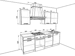 Модульная кухня Базис — длина 2,4 м, 25 цветов фасада на выбор ЛДСП