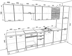 Модульная кухня Европа — длина 3,5 м, 6 цветов фасада на выбор ЛДСП