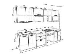 Современная Модульная кухня Валерия-М — длина 2,6 м, 19 цветов фасада на выбор
