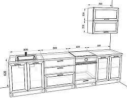 Модульная кухня Глетчер — длина 3 м, 3 цвета фасада на выбор хай-тек
