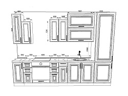 Модульная кухня Адель — длина 3,4 м, 5 цветов фасада на выбор под старину