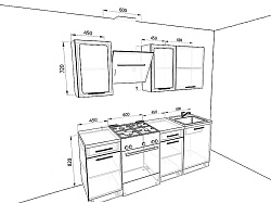 Модульная кухня Базис — длина 2,1 м, 25 цветов фасада на выбор ЛДСП