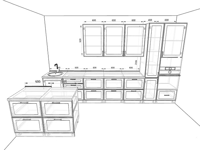 Модульная кухня Перфетта — длина 4 м, 6 цветов фасада на выбор неоклассика