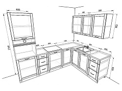 Модульная кухня Базис Nicole — длина 2,7 м, ширина 1,9 м, 7 цветов фасада на выбор минимализм