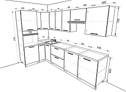Модульная кухня Валерия-М — длина 3 м, ширина 1,5 м, 21 цвет фасада на выбор в квартиру