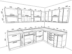 Модульная кухня София — длина 2,8 м, ширина 1,9 м, 8 цветов фасада на выбор хай-тек