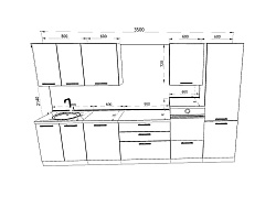 Модульная кухня Шанталь — длина 3,5 м, 8 цветов фасада на выбор хай-тек