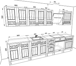 Модульная кухня Камелия — длина 2,8 м, 2 цвета фасада на выбор в квартиру