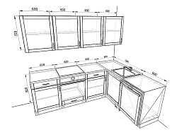 Современная Модульная кухня Базис Nicole-Wood — длина 2,4 м, ширина 1,8 м, 7 цветов фасада на выбор