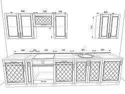 Модульная кухня Барселона — ширина 3,4 м, 4 цвета фасада на выбор минимализм