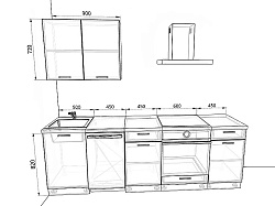 Модульная кухня Базис Вудлайн — длина 3,1 м, 5 цветов фасада на выбор ЛДСП