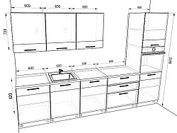 Модульная кухня Базис Linewood — длина 3,2 м, 6 цветов фасада на выбор хай-тек