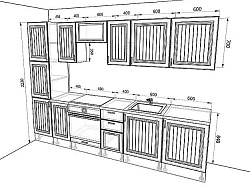 Модульная кухня Принцесса — длина 3,1 м, 4 цвета фасада на выбор более 12 кв. м.