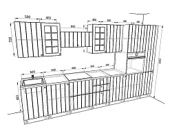 Модульная кухня Прованс — длина 3,6 м, 4 цвета фасада на выбор под старину