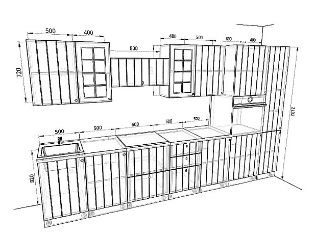 Модульная кухня Прованс — длина 3,6 м, 4 цвета фасада на выбор под старину