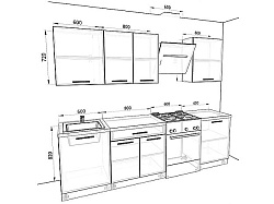 Модульная кухня Базис — длина 2,6 м, 25 цветов фасада на выбор минимализм