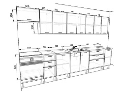 Модульная кухня Люкс — длина 3,5 м, 5 цветов фасада на выбор для студии