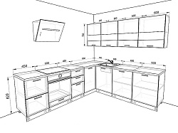 Модульная кухня Базис Миксколор — длина 2,6 м, ширина 2,4 м, 4 цвета фасада на выбор в квартиру