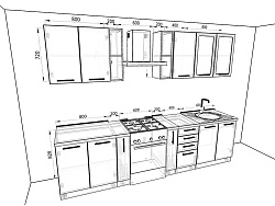 Модульная кухня Валерия-М — длина 3 м, 21 цвет фасада на выбор фисташковая