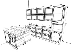 Модульная кухня Ницца Роял — длина 3 м, 3 цвета фасада на выбор эмаль