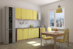Кухня для небольшого помещения в желтом цвете