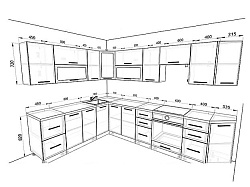 Модульная кухня Базис — длина 3,1 м, ширина 2,3 м, 25 цветов фасада на выбор более 12 кв. м.