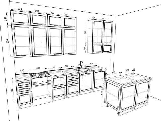 Модульная кухня Тулиппа — длина 4,2 м, 5 цветов фасада на выбор неоклассика