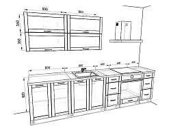 Модульная кухня Базис Nicole — длина 3 м, 7 цветов фасада на выбор 4 кв.м.