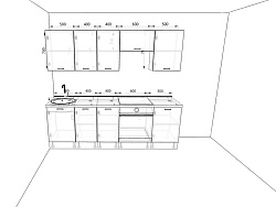 Модульная кухня Люкс — длина 2,4 м, 5 цветов фасада на выбор в коттедж