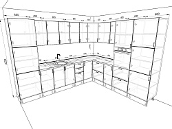 Модульная кухня Европа — длина 3,2 м, ширина 2,8 м, 6 цветов фасада на выбор ЛДСП