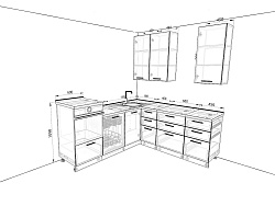 Модульная кухня Базис — длина 2 м, ширина 2,3 м, 25 цветов фасада на выбор в квартиру