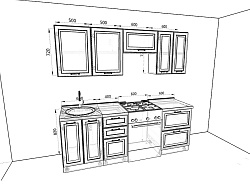 Модульная кухня Ницца Роял — длина 2,2 м, 3 цвета фасада на выбор под старину