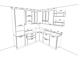 Модульная кухня София — длина 2,6 м, ширина 1,1 м, 8 цветов фасада на выбор минимализм