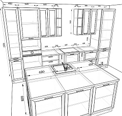 Модульная кухня Глетчер — длина 3,8 м, 3 цвета фасада на выбор более 12 кв. м.