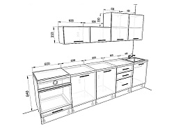 Модульная кухня Оптима — длина 3 м, 18 цветов фасада на выбор хай-тек