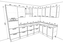 Модульная кухня Оптима — длина 3 м, ширина 2 м, 18 цветов фасада на выбор более 12 кв. м.