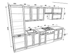 Модульная кухня Базис Nicole — длина 3,2 м, 7 цветов фасада на выбор хай-тек