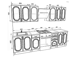 Модульная кухня Базис-Классика — длина 2,8 м, 5 цветов фасада на выбор в квартиру