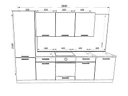 Модульная кухня Шанталь — длина 3 м, 8 цветов фасада на выбор минимализм