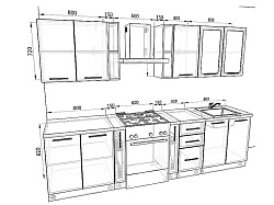 Модульная кухня Базис — длина 2,3 м, 25 цветов фасада на выбор хай-тек