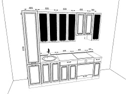 Модульная кухня Нувель — длина 2,5 м, 2 цвета фасада на выбор минимализм