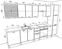 Модульная кухня Европа — длина 3,3 м, 6 цветов фасада на выбор ЛДСП
