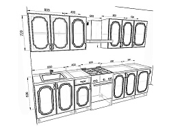 Модульная кухня Базис-Классика — длина 3,1 м, 5 цветов фасада на выбор под старину