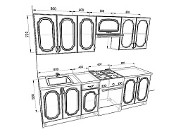 Модульная кухня Базис-Классика — длина 2,6 м, 5 цветов фасада на выбор для студии
