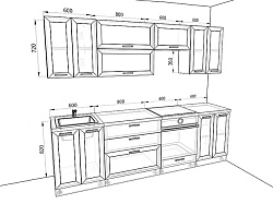 Модульная кухня Глетчер — длина 2,6 м, 3 цвета фасада на выбор хай-тек