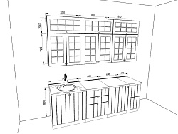 Модульная кухня Прованс — длина 2,4 м, 4 цвета фасада на выбор в квартиру