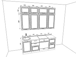 Модульная кухня Нувель — длина 2,1 м, 2 цвета фасада на выбор минимализм
