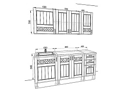 Модульная кухня Камелия — длина 1,8 м, 2 цвета фасада на выбор в коттедж