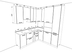 Современная Модульная кухня София — длина 2,3 м, ширина 2 м, 8 цветов фасада на выбор